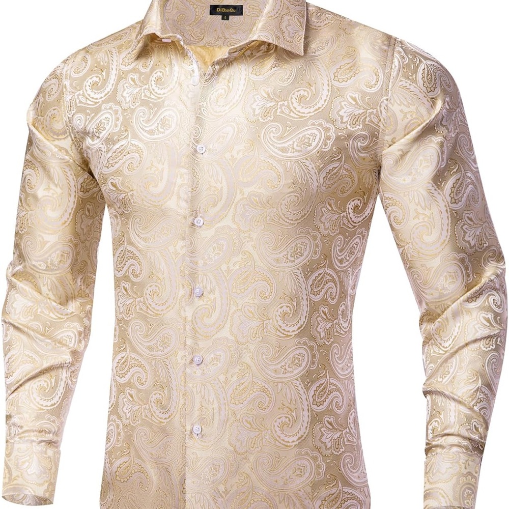 Elegant Cream Paisley Men's Shirt